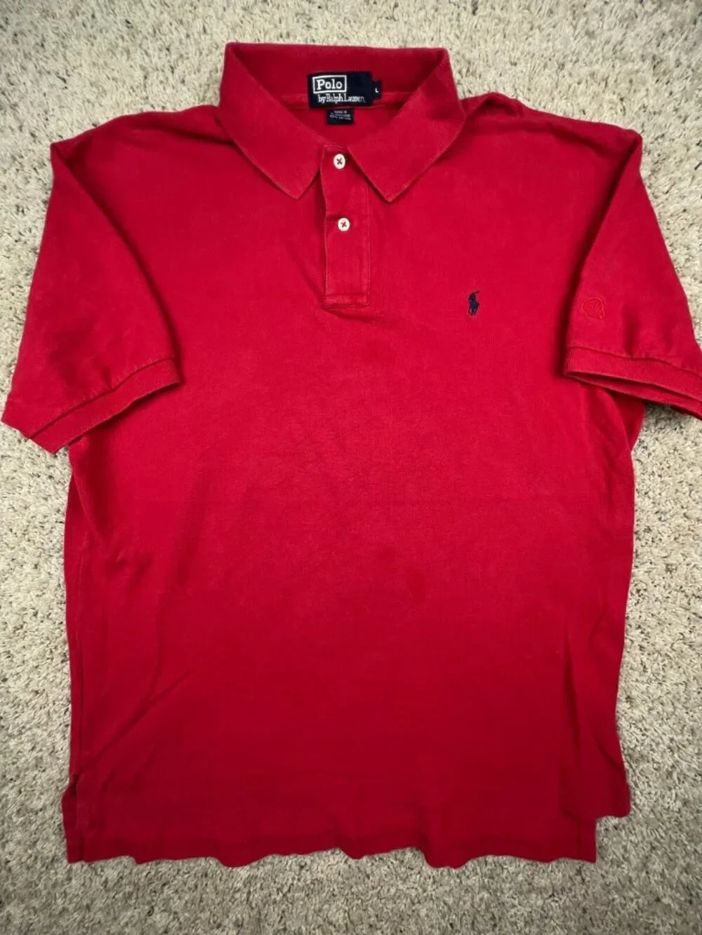 Polo Ralph Lauren Cotton Short Sleeve Polo Shirt w Pony Adult Size Large Red